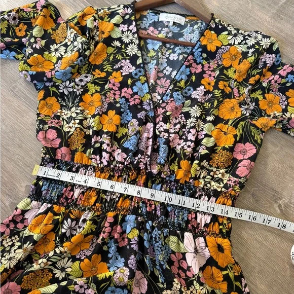Wayf Multicolor Floral Smocked Mini Dress-Size L - Picture 7 of 8